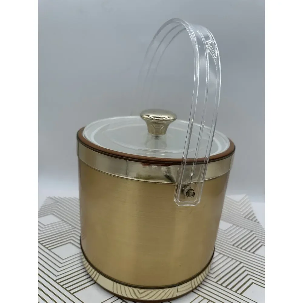 Vintage Culver Gold Ice Bucket w/ Lid MCM